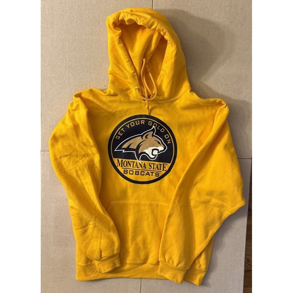 Montana State Bobcats Gold Yellow Hoodie - Jerzees Size L - "Get Your Gold On"!